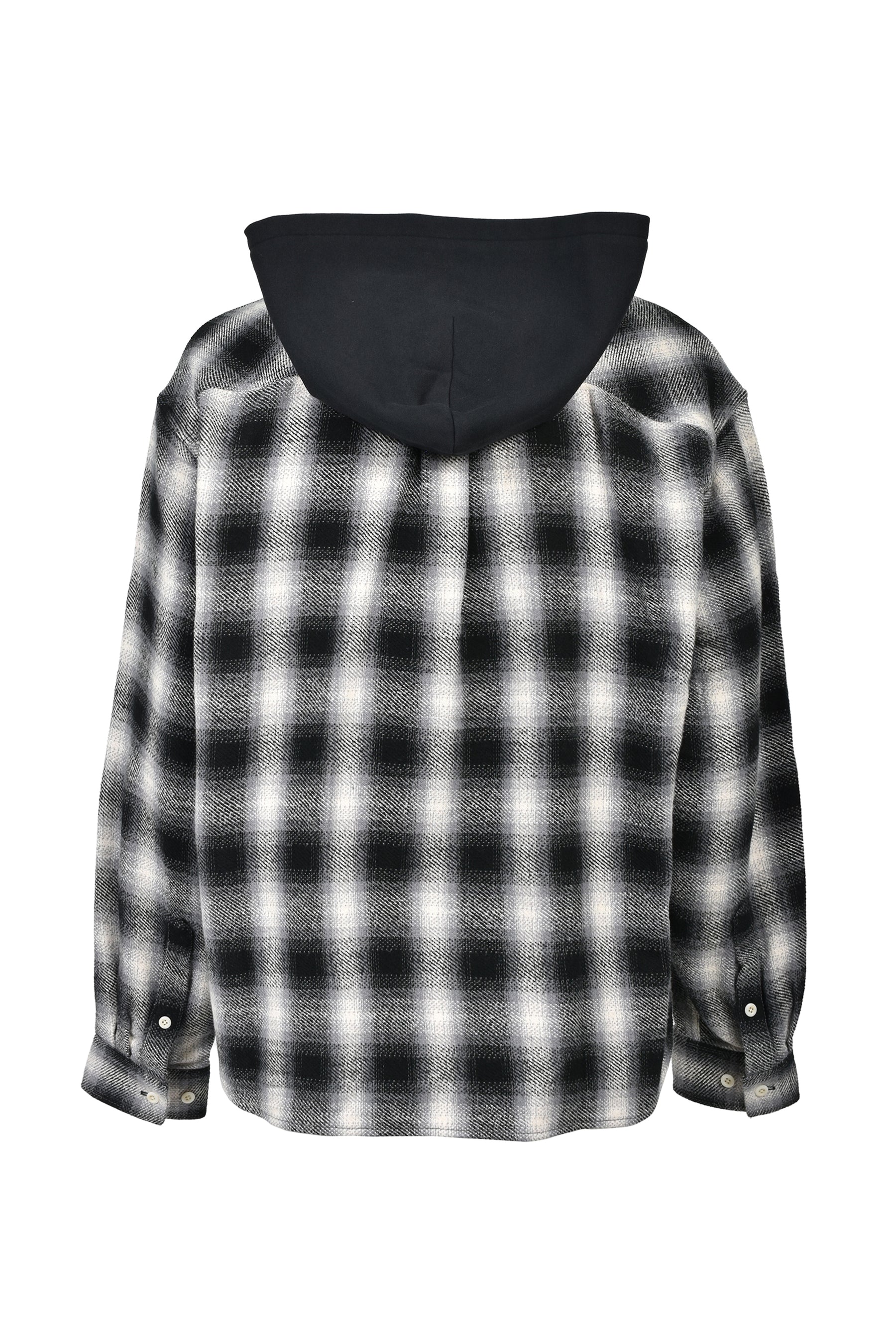 CHECK HOOD SHIRT / BLK