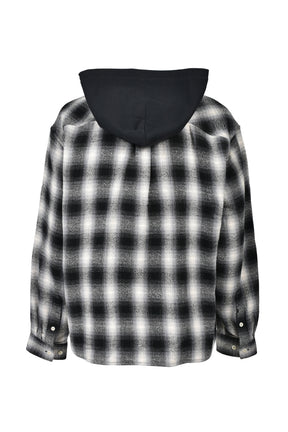 CHECK HOOD SHIRT / BLK