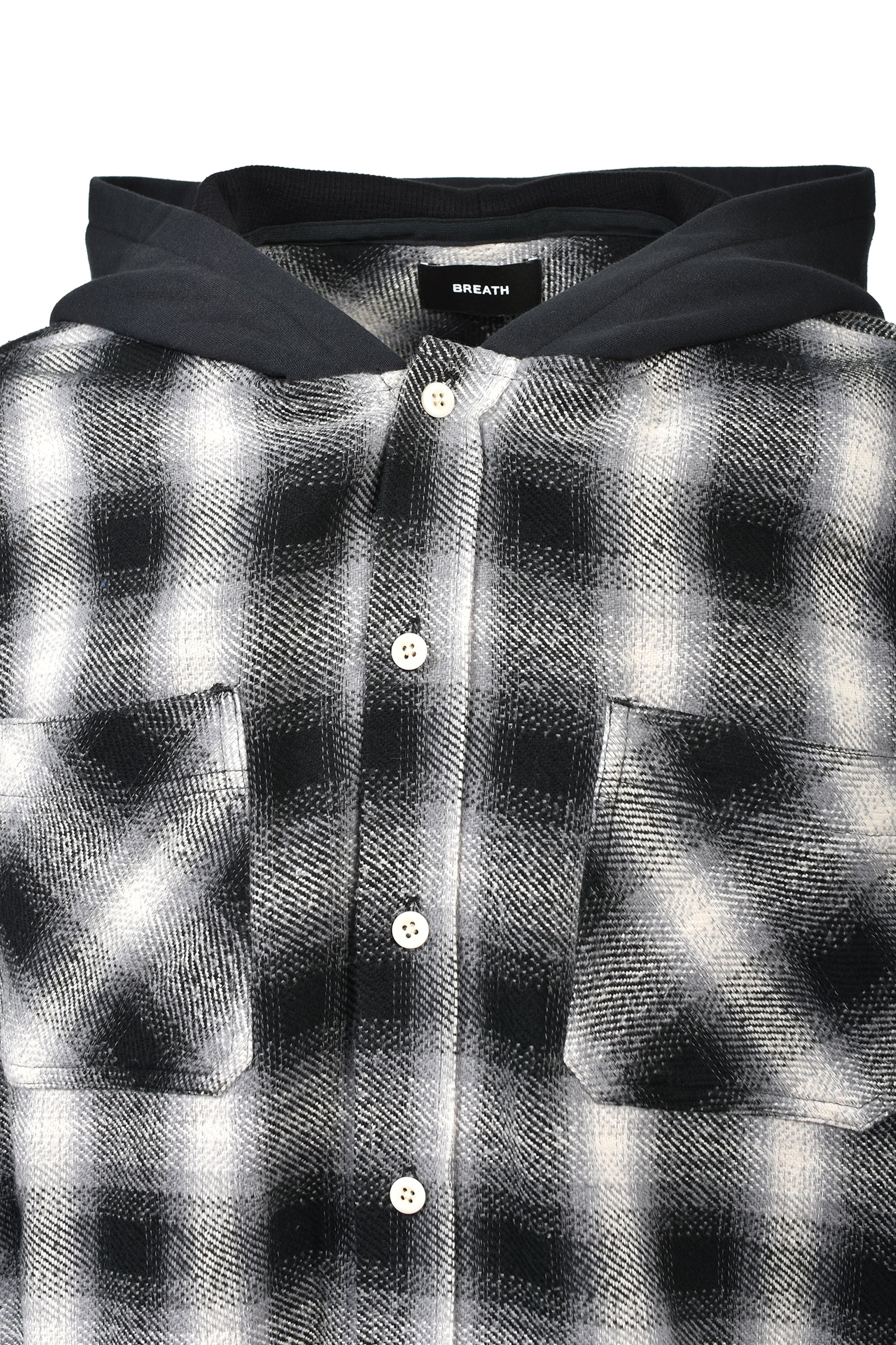 BREATH BREATH SS26 CHECK HOOD SHIRT / BLK - NUBIAN NUBIAN