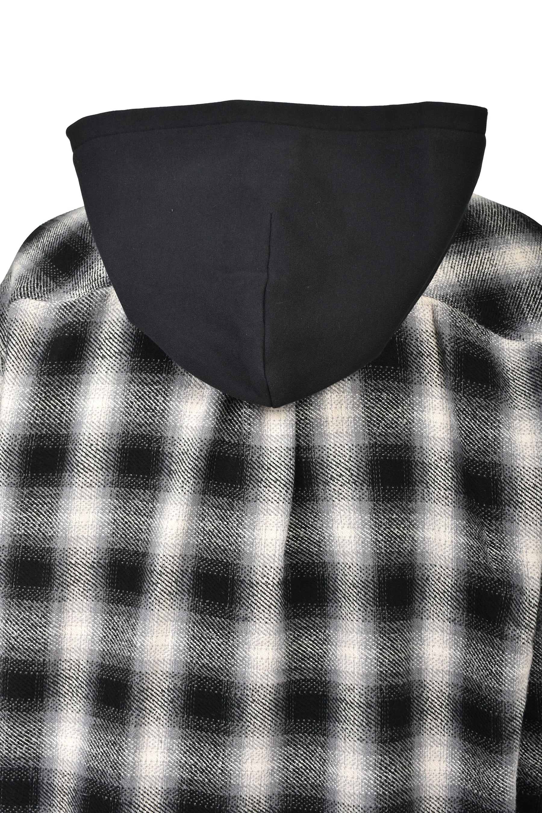 CHECK HOOD SHIRT / BLK