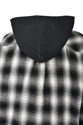 CHECK HOOD SHIRT / BLK