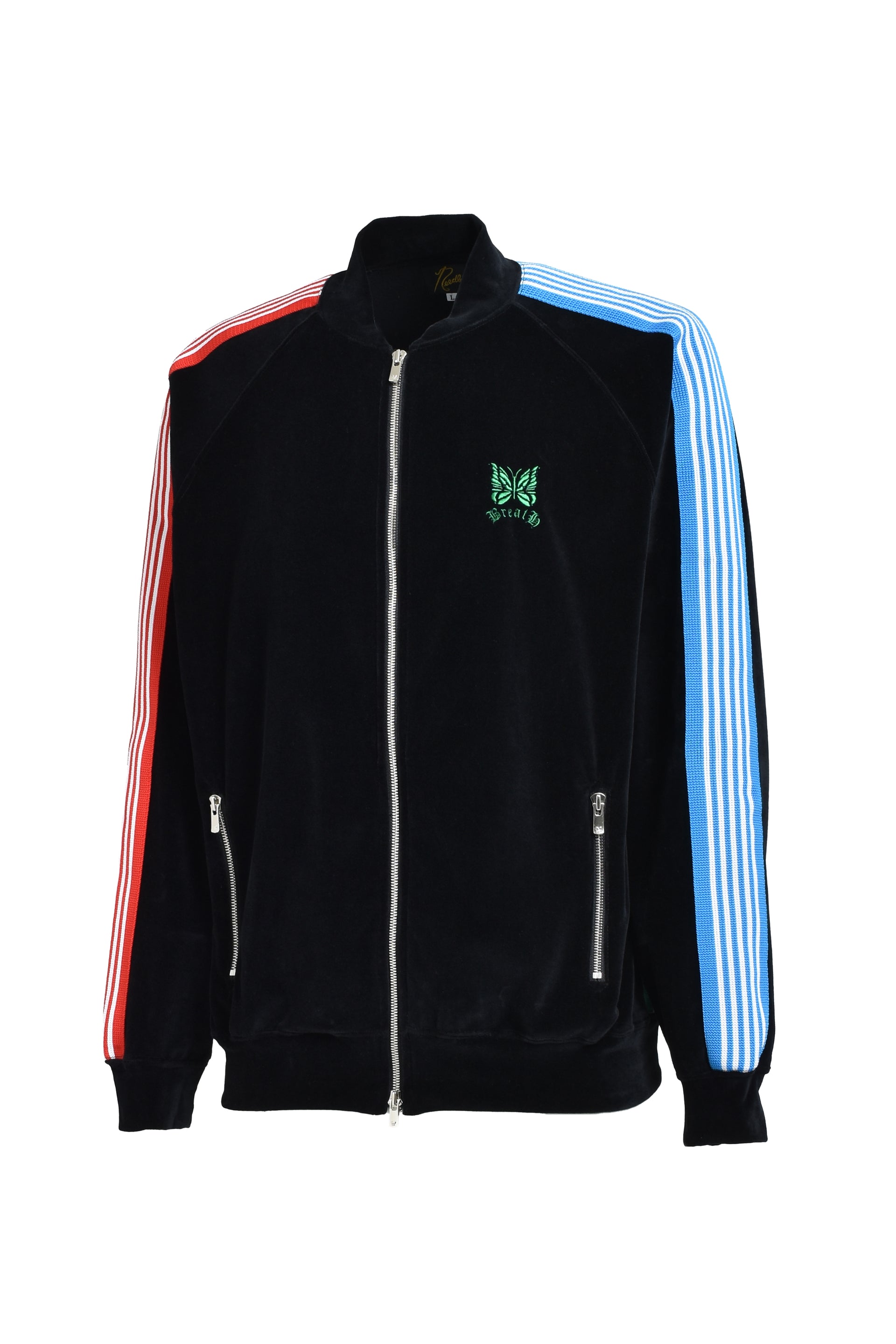 RIB COLLAR TRACK JACKET - C/PE VELOUR / BLK MULTI