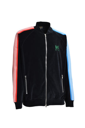 RIB COLLAR TRACK JACKET - C/PE VELOUR / BLK MULTI