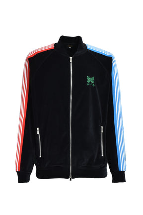RIB COLLAR TRACK JACKET - C/PE VELOUR / BLK MULTI