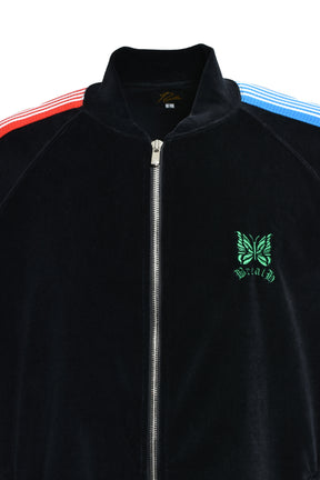 RIB COLLAR TRACK JACKET - C/PE VELOUR / BLK MULTI