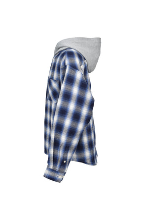 CHECK HOOD SHIRT / BLUE