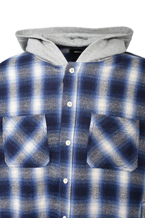 CHECK HOOD SHIRT / BLUE