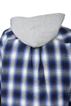 CHECK HOOD SHIRT / BLUE