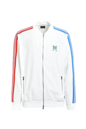 RIB COLLAR TRACK JACKET - C/PE VELOUR / WHT MULTI