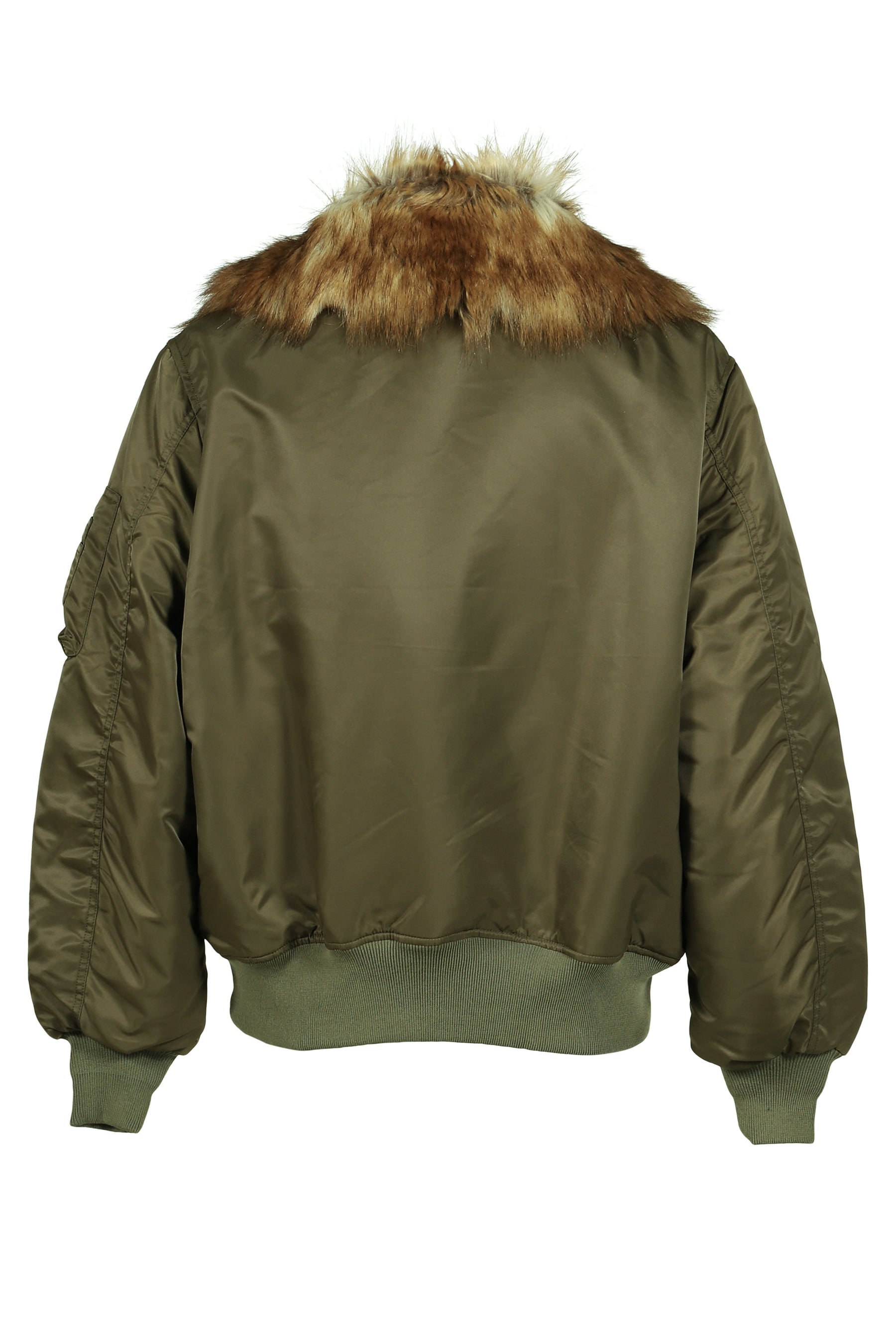 EMBROIDERED FUR COLLAR FLIGHT JACKET / KHA