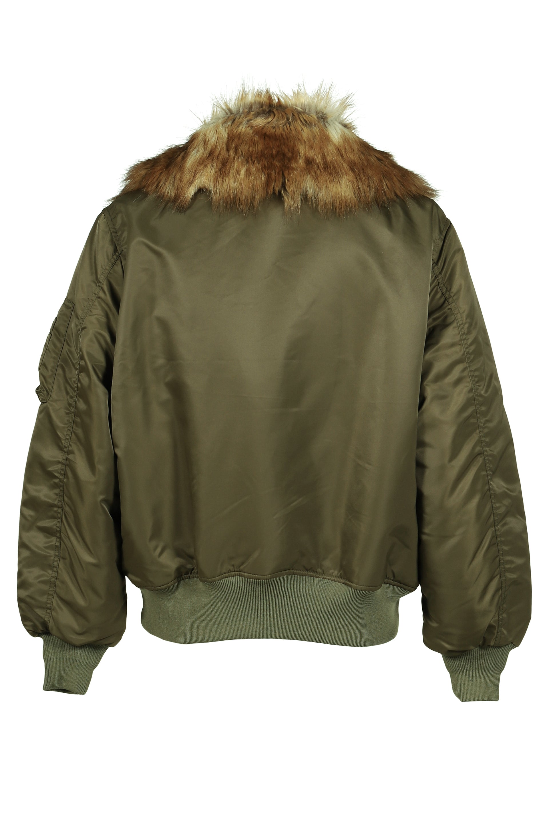 EMBROIDERED FUR COLLAR FLIGHT JACKET / KHA