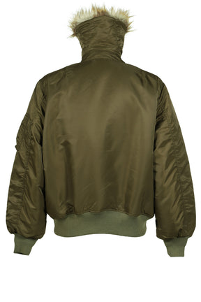 EMBROIDERED FUR COLLAR FLIGHT JACKET / KHA