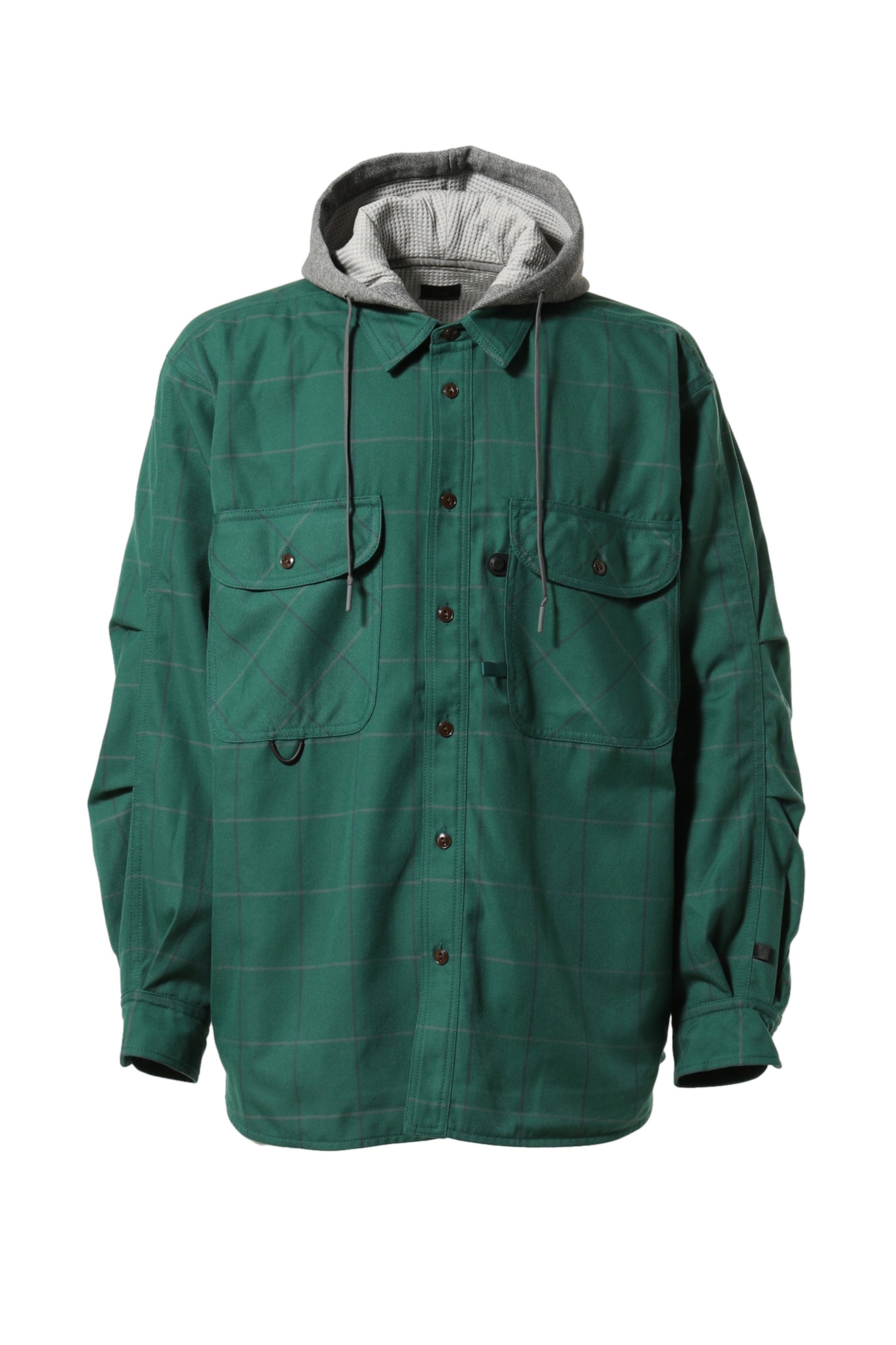 DAIWA PIER39 ダイワピア39 FW23 TECH HOODED WORK SHIRTS / F GRN -NUBIAN