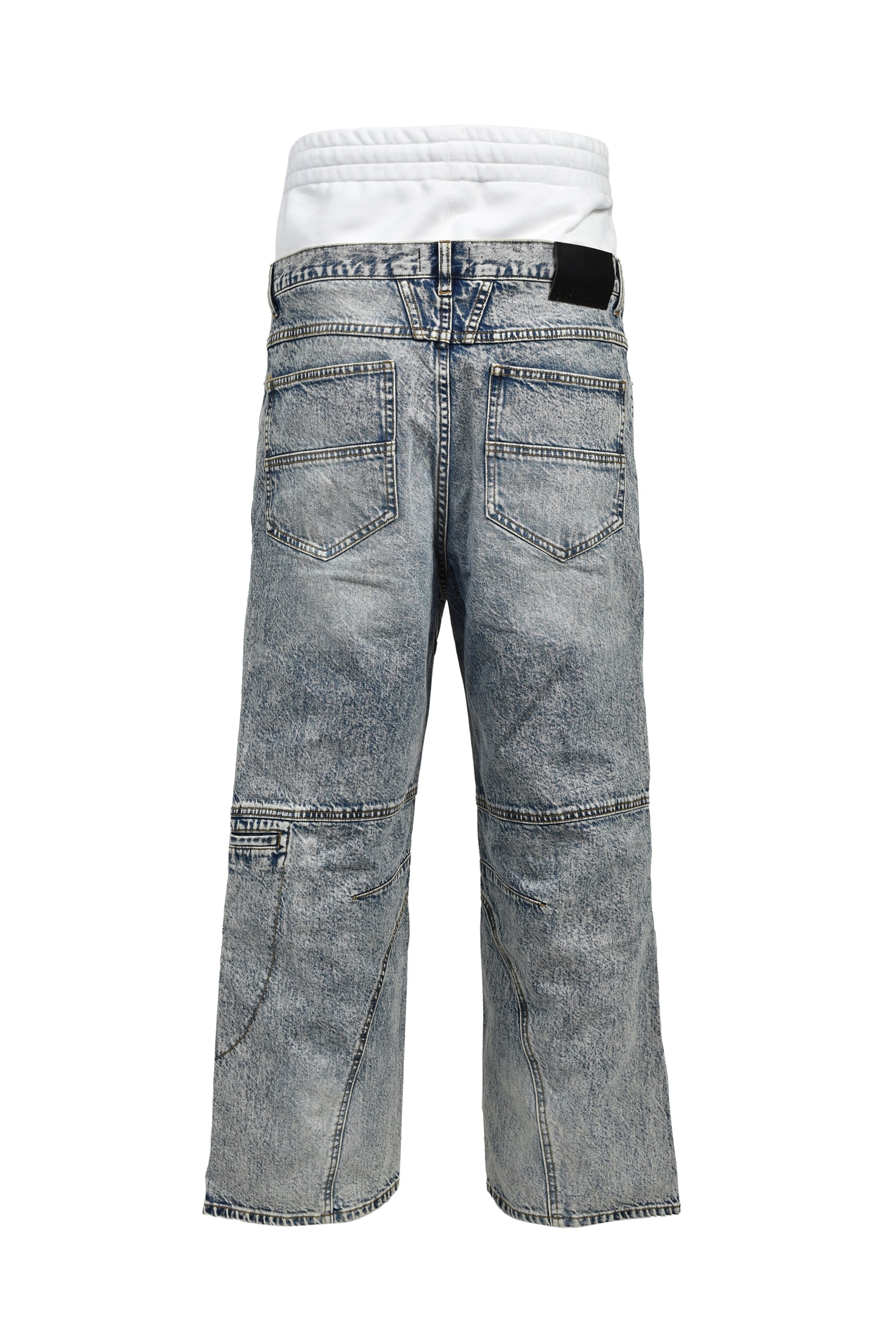 LAYERED BIKER DENIM PANTS / IND