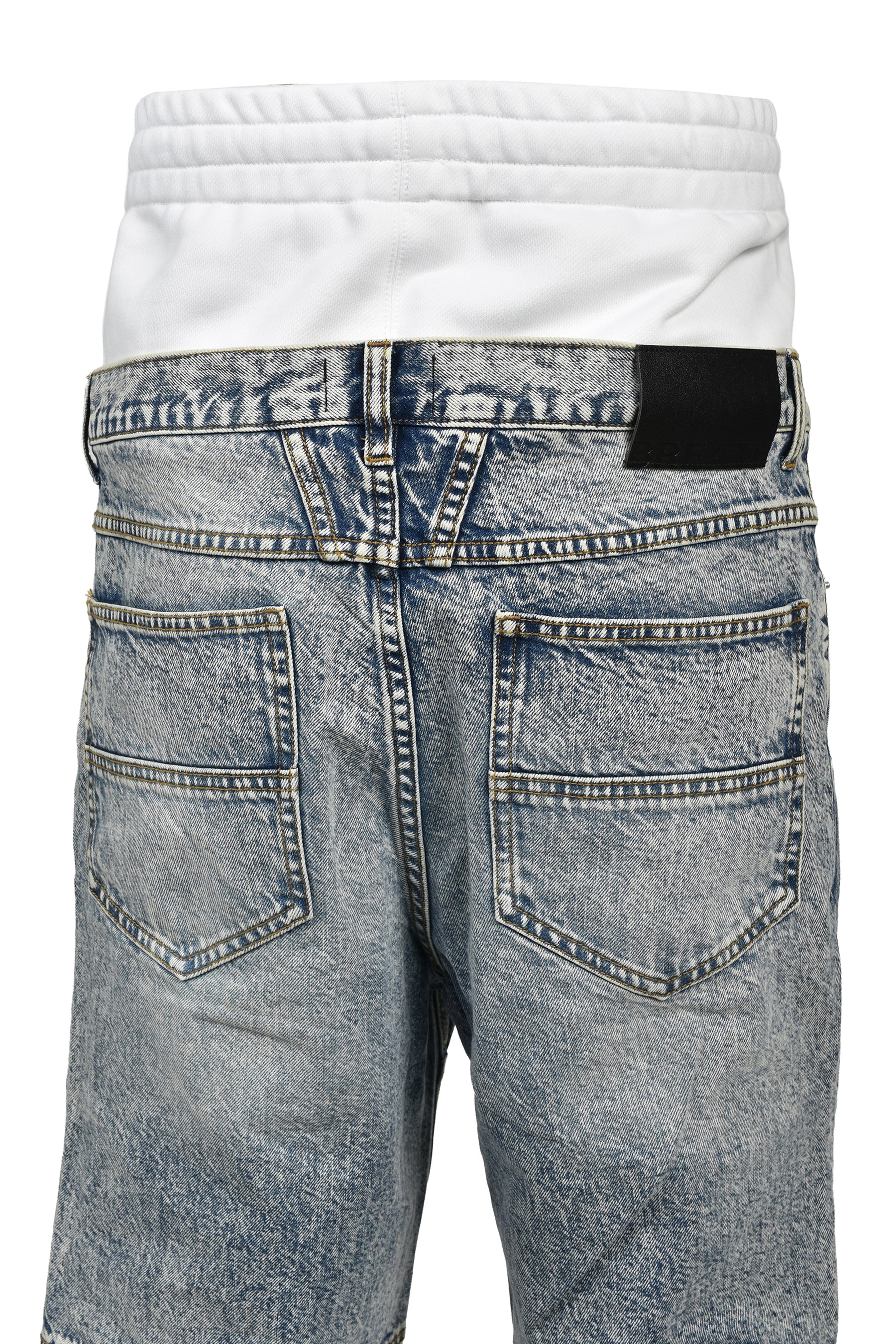 LAYERED BIKER DENIM PANTS / IND