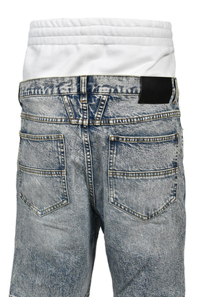 LAYERED BIKER DENIM PANTS / IND