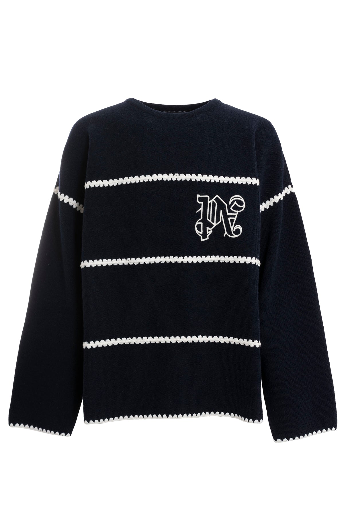 PA MONOGRAM STRIPED SWEATER / NAVY BLUE OFFWHT