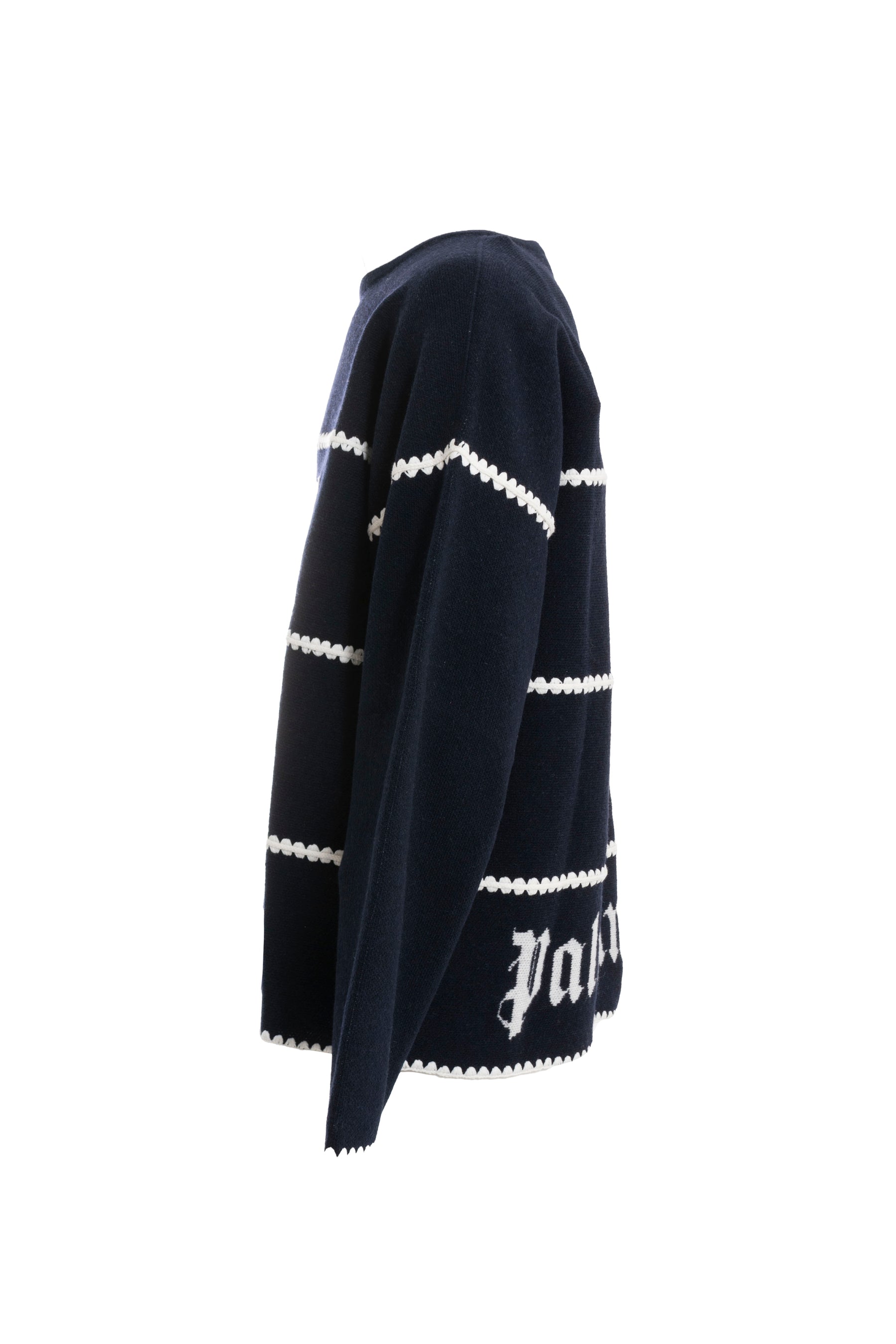 PA MONOGRAM STRIPED SWEATER / NAVY BLUE OFFWHT