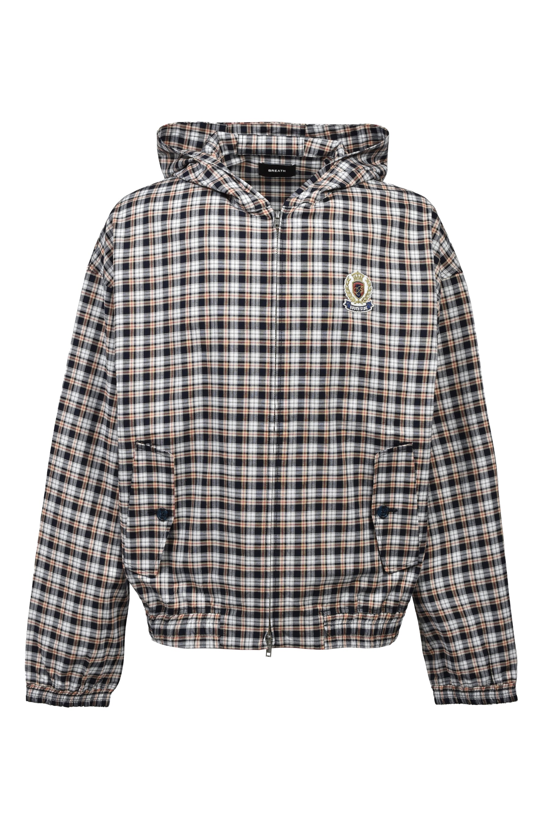 BREATH ブレス SS26 EMBLEM LOGO CHECK ZIP UP HOODIE / WHT - NUBIAN