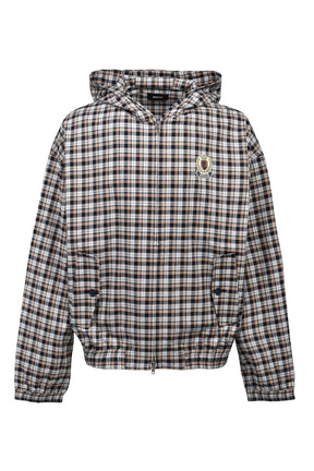 BREATH ブレス SS26 EMBLEM LOGO CHECK ZIP UP HOODIE / WHT - NUBIAN