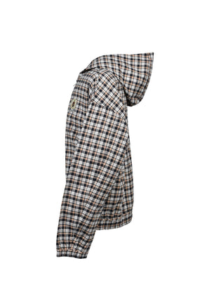EMBLEM LOGO CHECK ZIP UP HOODIE / WHT