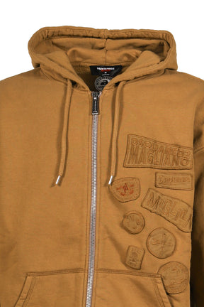 RELAX FIT ZIPPED HOODIE / COCOA