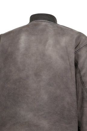 EMBROIDERED HEAVY SUN-FADED FLIGHT JACKET / D.GRY