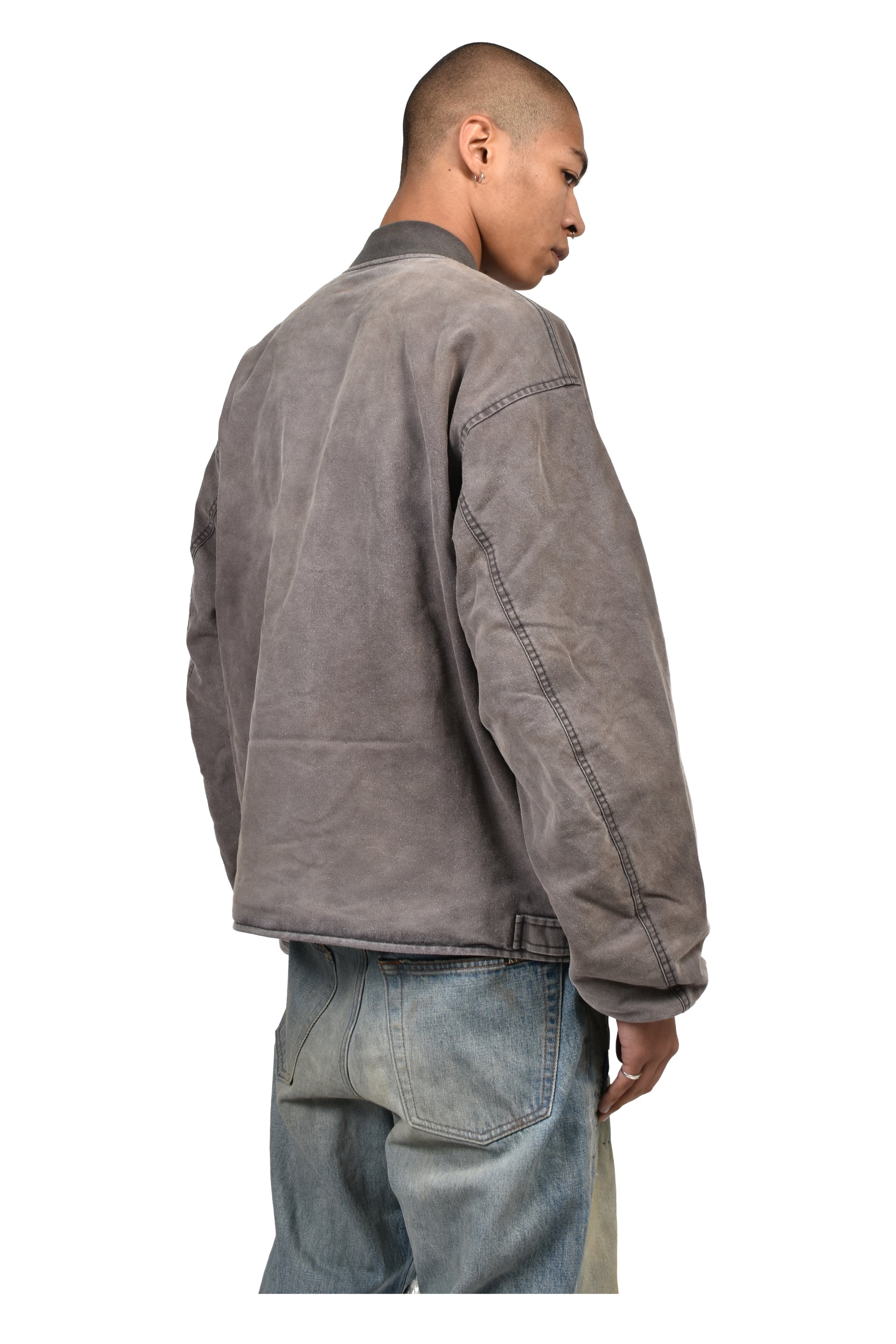 EMBROIDERED HEAVY SUN-FADED FLIGHT JACKET / D.GRY