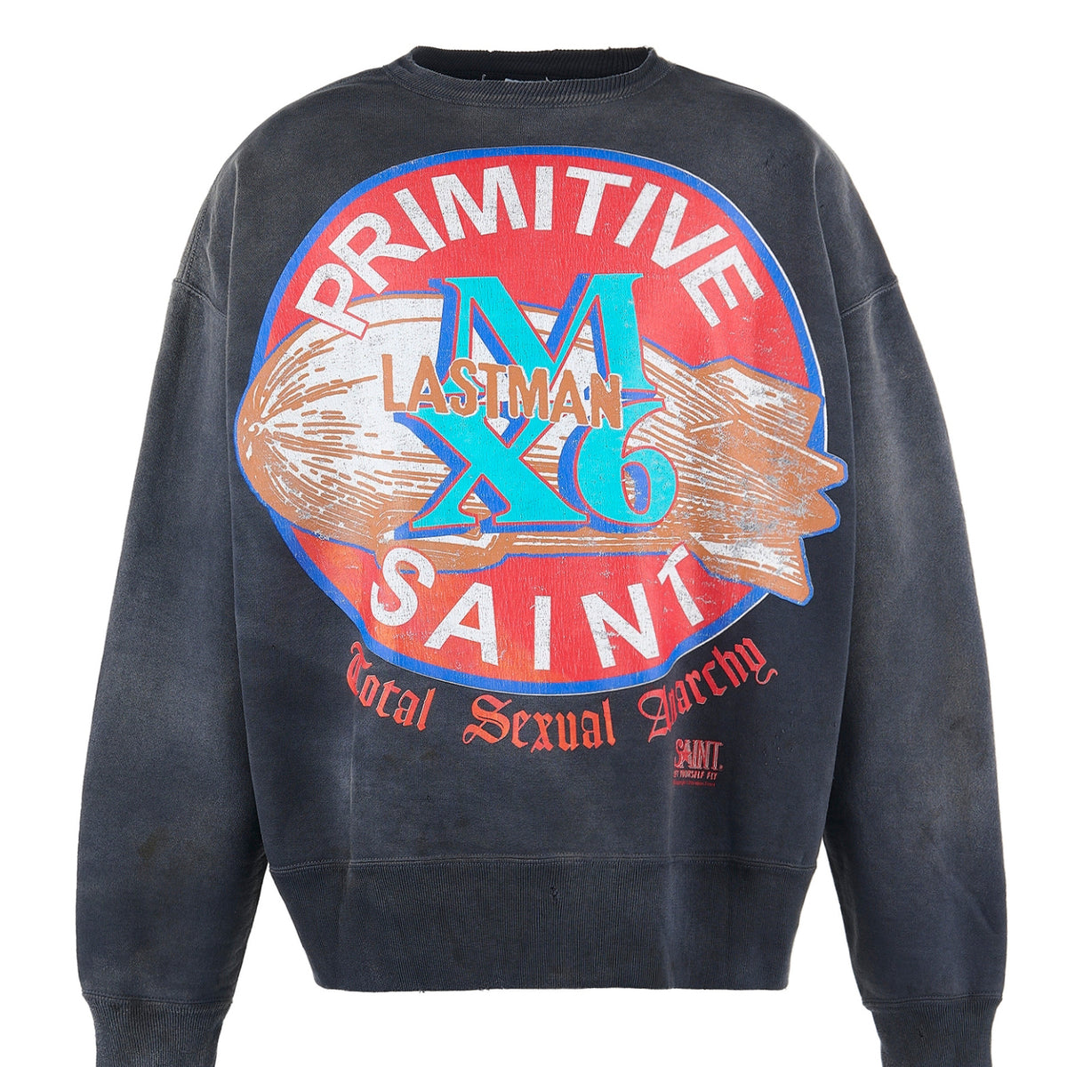SAINT Mxxxxxx × LASTMAN SS25 LM_CRW-N SWEAT/PRIMITIVE / BLK - NUBIAN