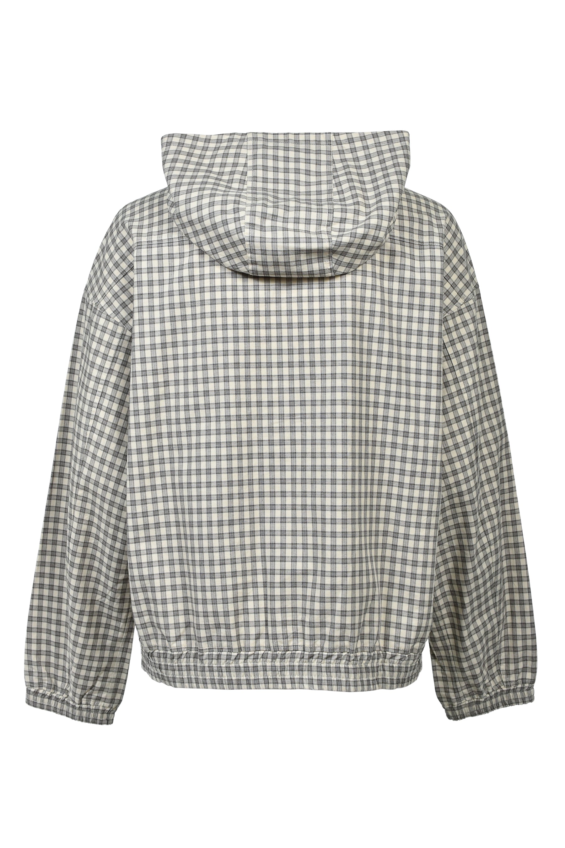 EMBLEM LOGO CHECK ZIP UP HOODIE / BEIGE