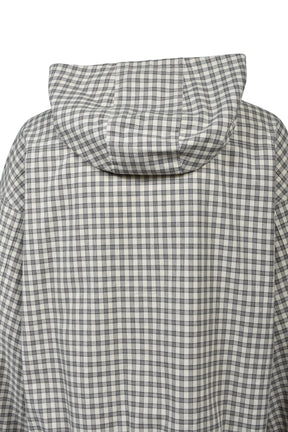 EMBLEM LOGO CHECK ZIP UP HOODIE / BEIGE