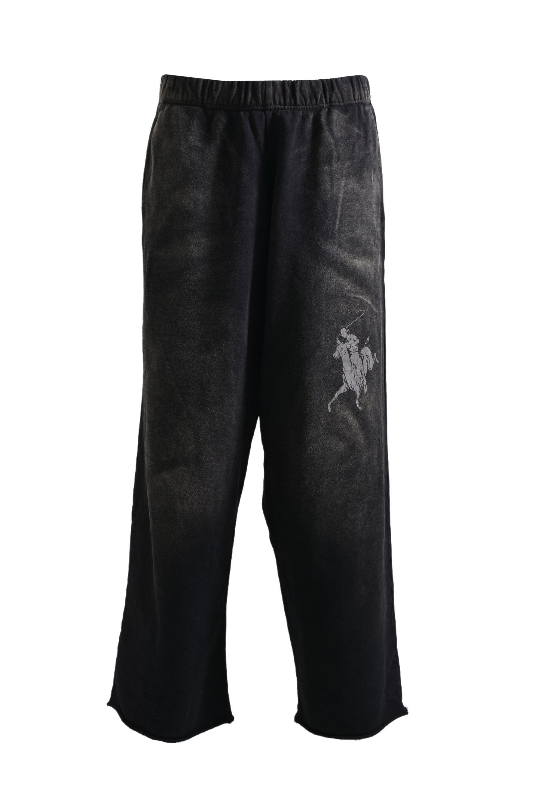 “RODEO”BREACHED SWEAT WIDE PANTS / BLK