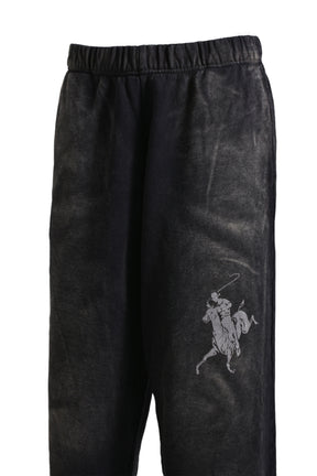 “RODEO”BREACHED SWEAT WIDE PANTS / BLK