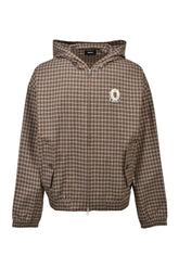 EMBLEM LOGO CHECK ZIP UP HOODIE / BRW