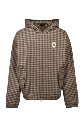 EMBLEM LOGO CHECK ZIP UP HOODIE / BRW