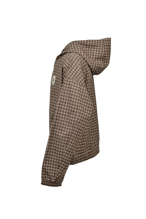 EMBLEM LOGO CHECK ZIP UP HOODIE / BRW