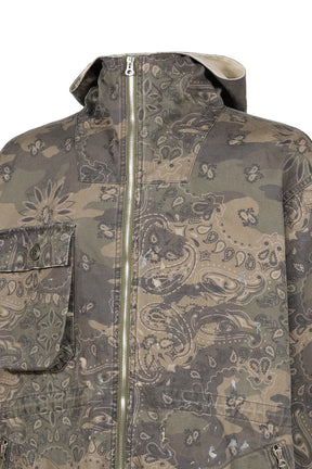PAISLEY CAMO HOODED BLOUSON / KHA