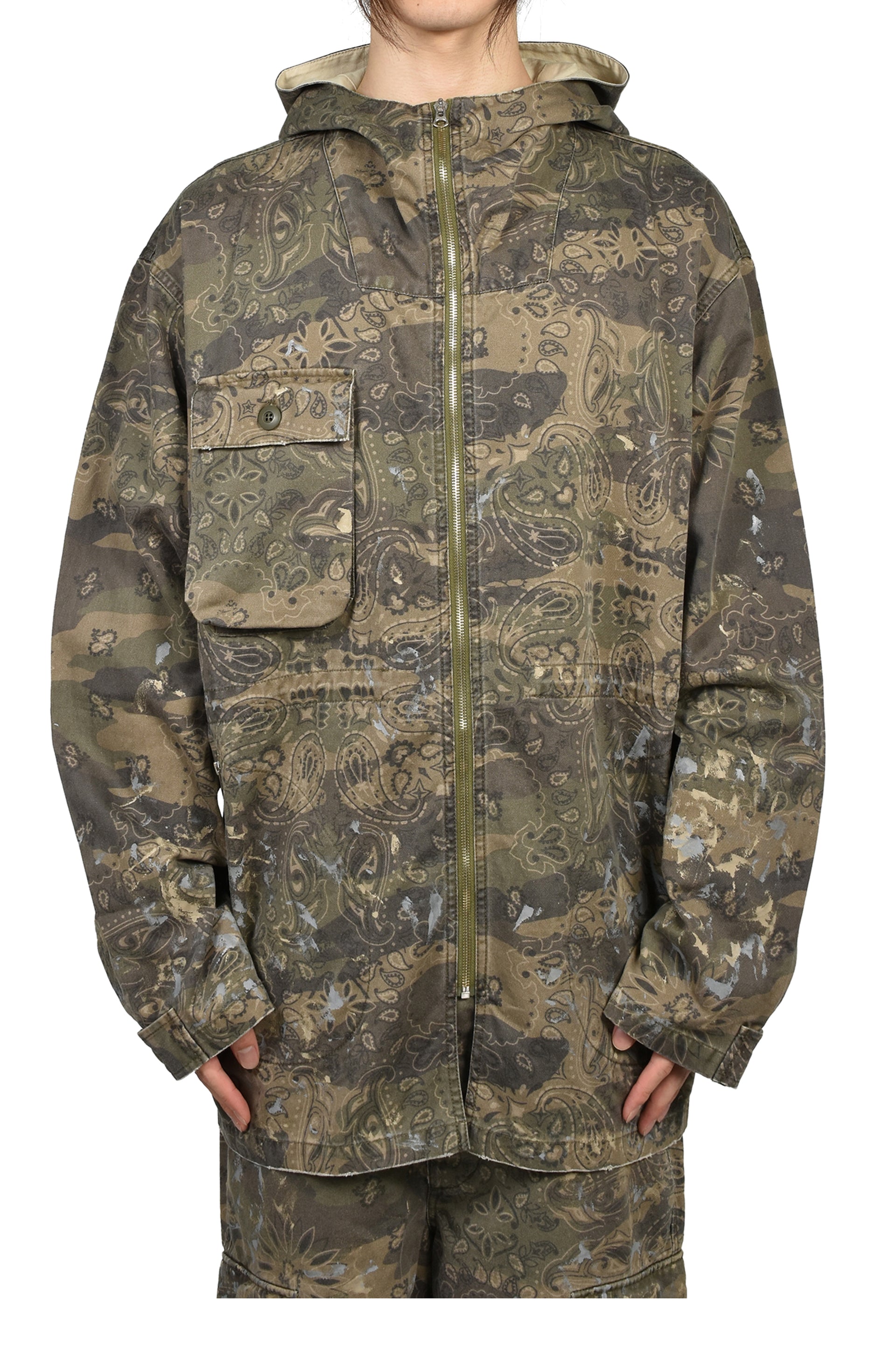 PAISLEY CAMO HOODED BLOUSON / KHA
