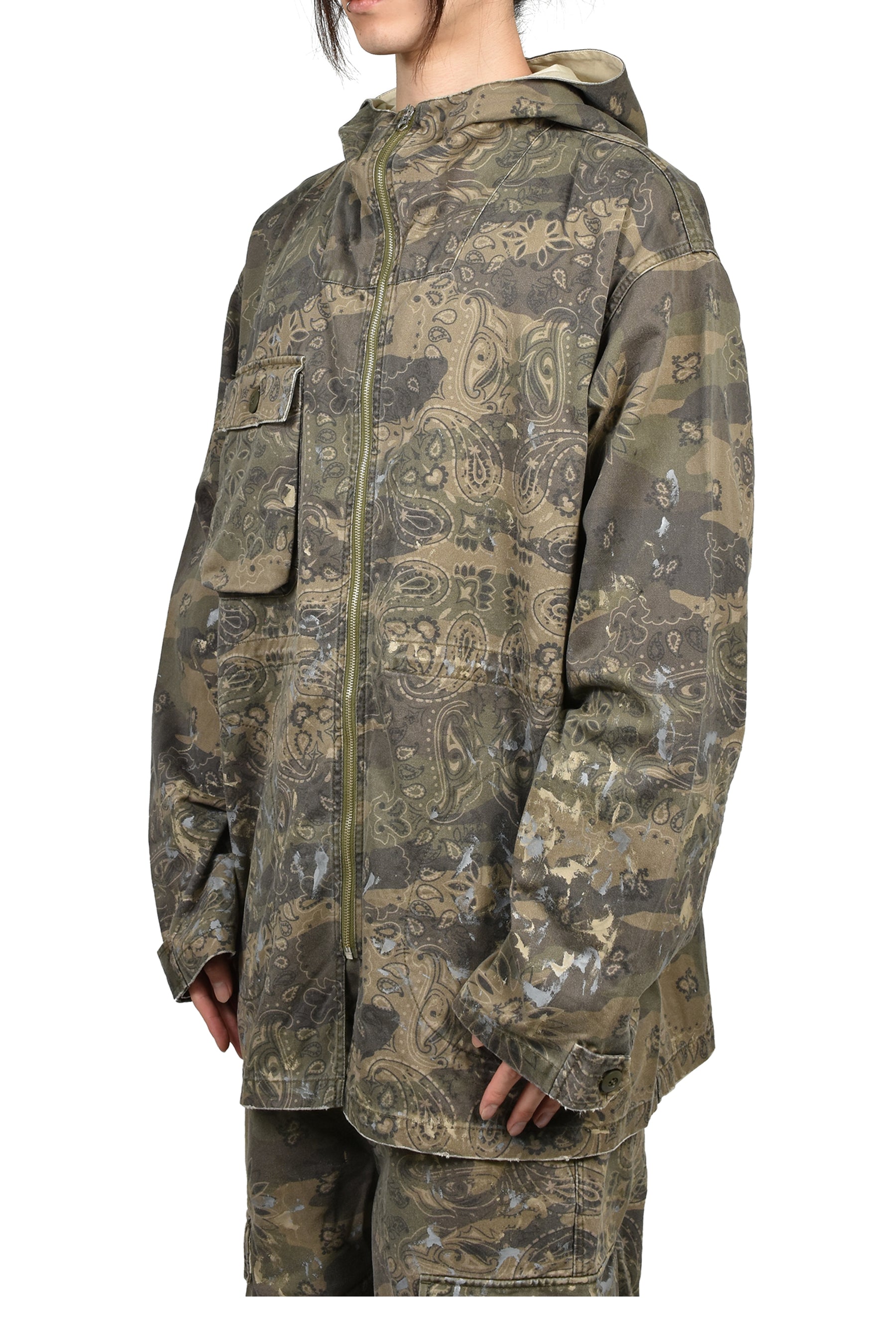 PAISLEY CAMO HOODED BLOUSON / KHA