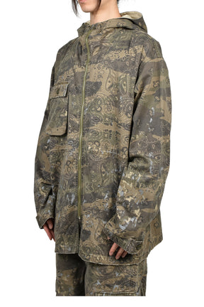 PAISLEY CAMO HOODED BLOUSON / KHA
