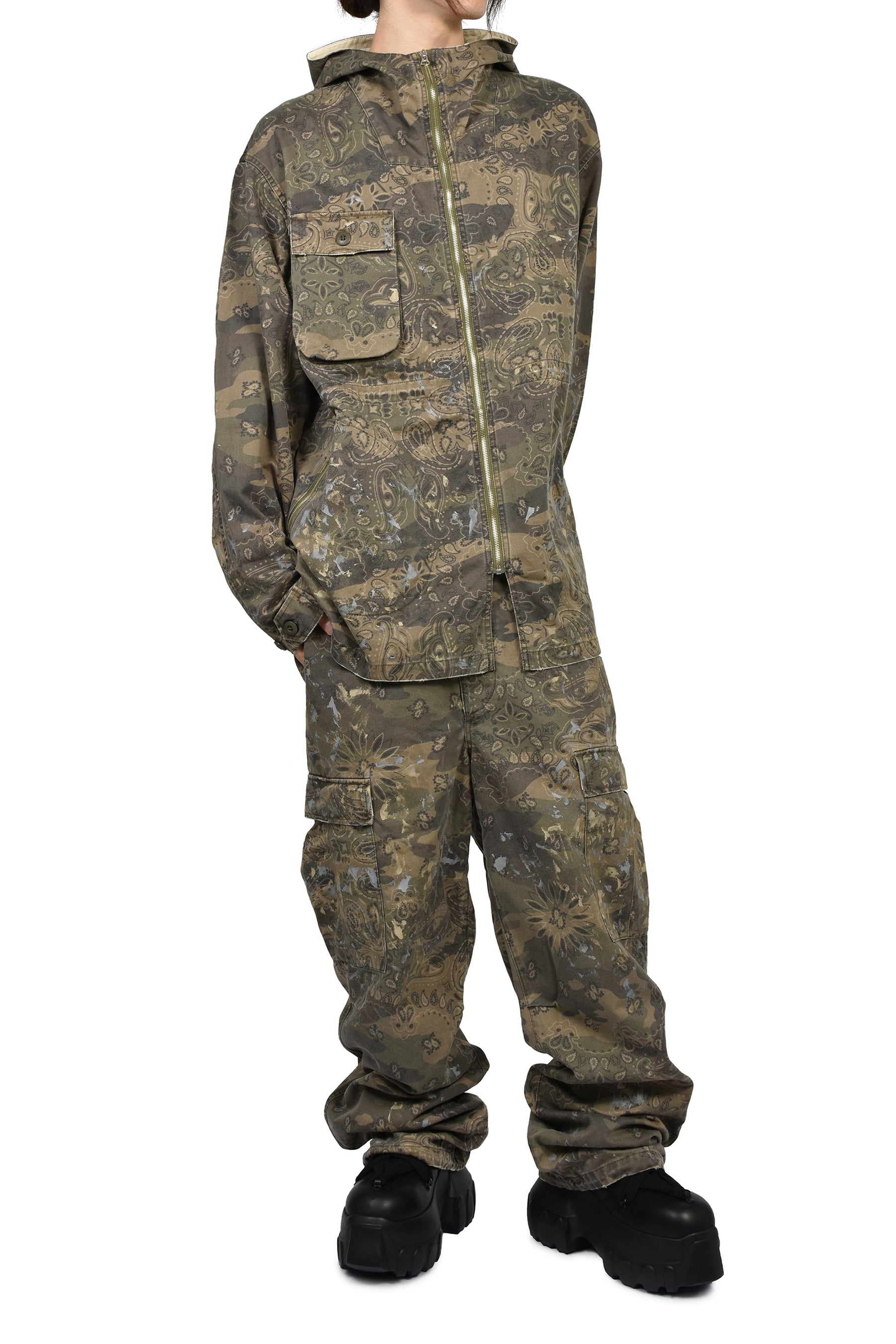 PAISLEY CAMO HOODED BLOUSON / KHA