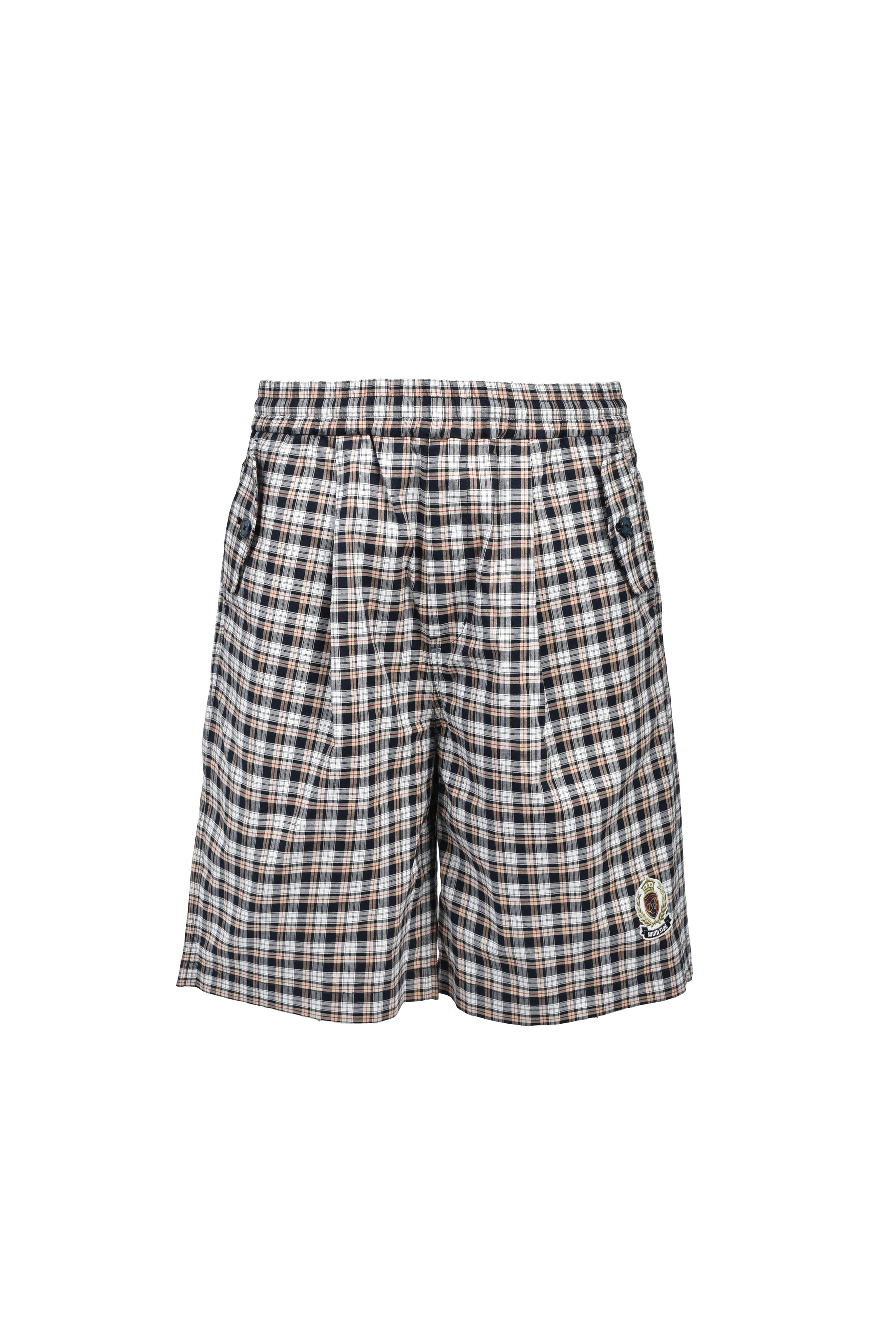 EMBLEM LOGO CHECK SHORTS / WHT