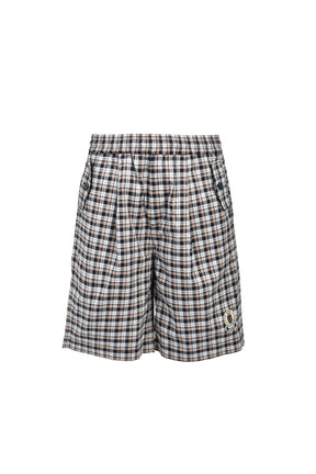 EMBLEM LOGO CHECK SHORTS / WHT