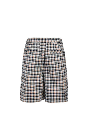 EMBLEM LOGO CHECK SHORTS / WHT