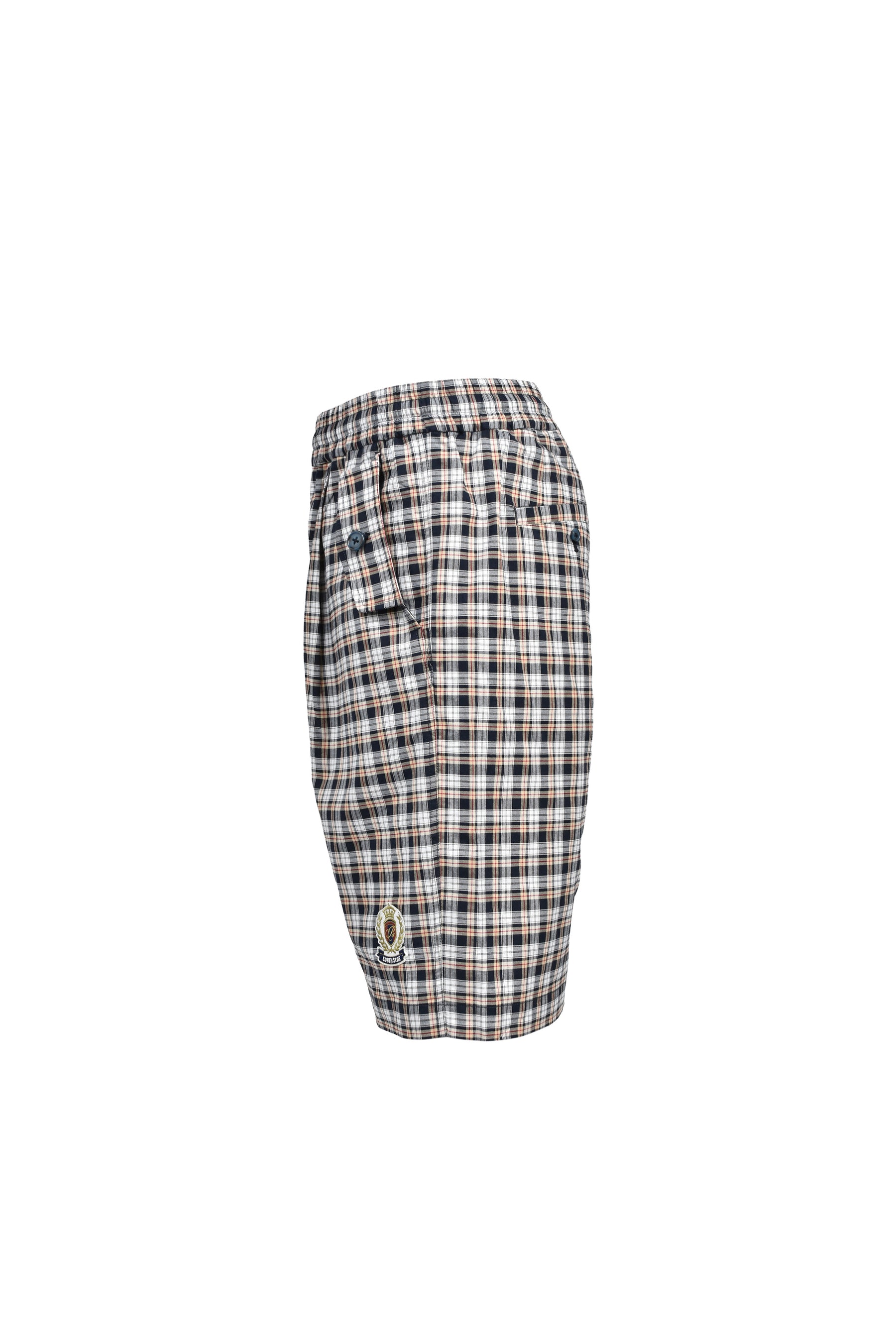 EMBLEM LOGO CHECK SHORTS / WHT
