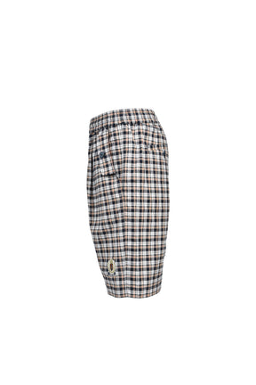 EMBLEM LOGO CHECK SHORTS / WHT
