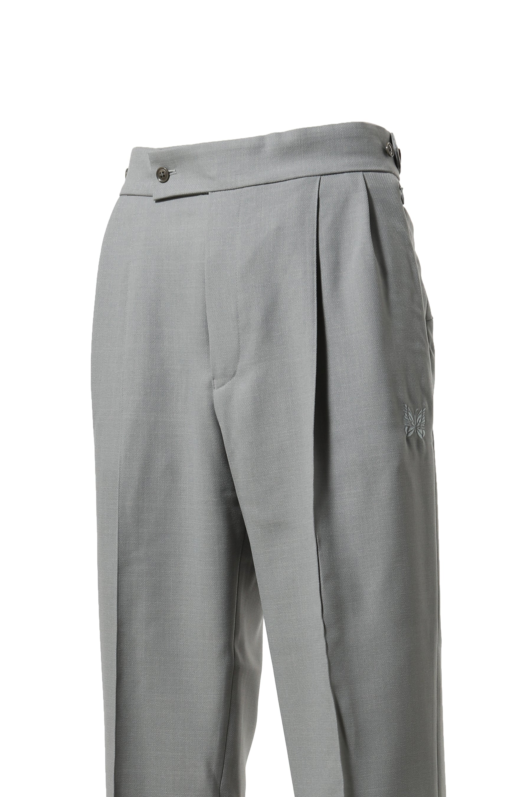 TUCKED SIDE TAB TROUSER - POLY DOBBY CLOTH / GRY