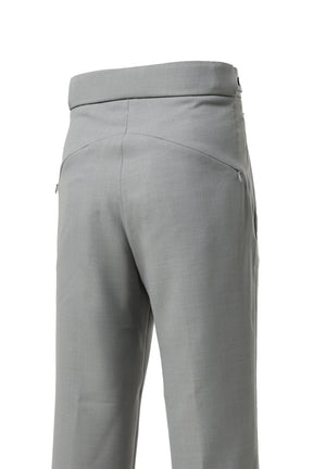 TUCKED SIDE TAB TROUSER - POLY DOBBY CLOTH / GRY