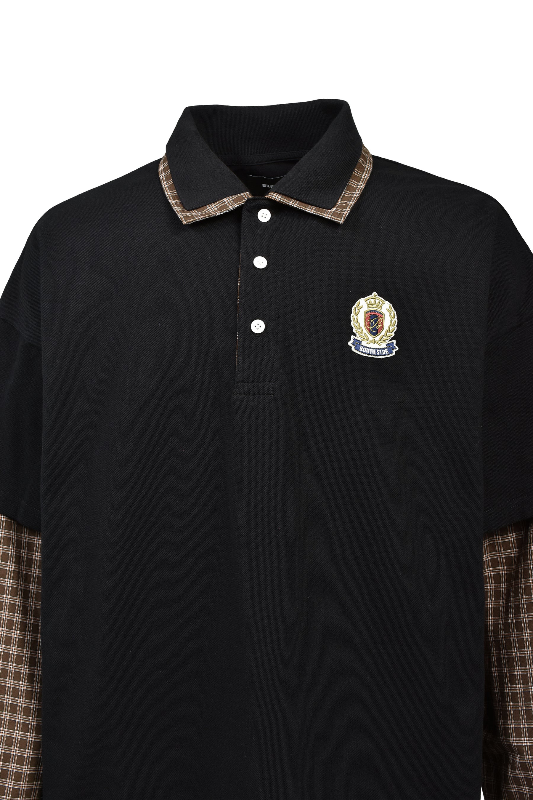 EMBLEM LOGO LAYERED POLO SHIRT / BLK