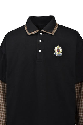 EMBLEM LOGO LAYERED POLO SHIRT / BLK